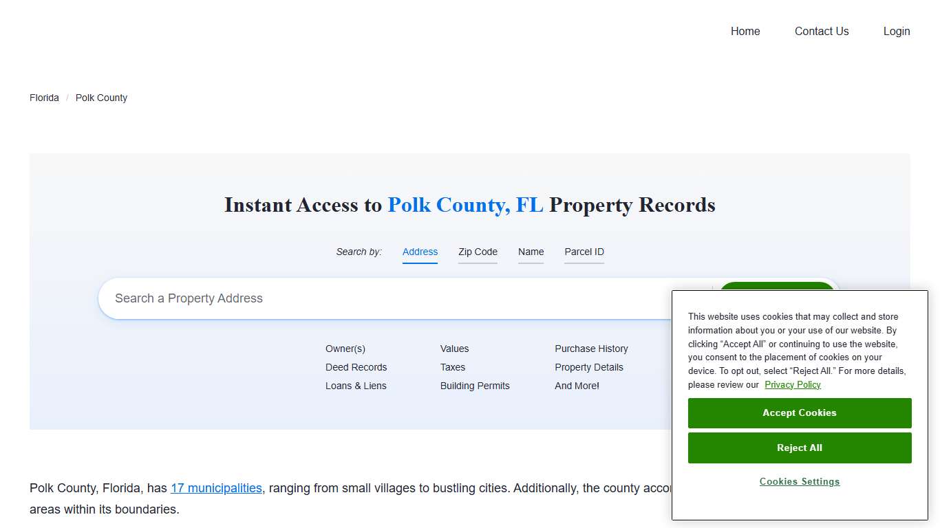 Polk County, FL Property Records Owners, Deeds, Permits