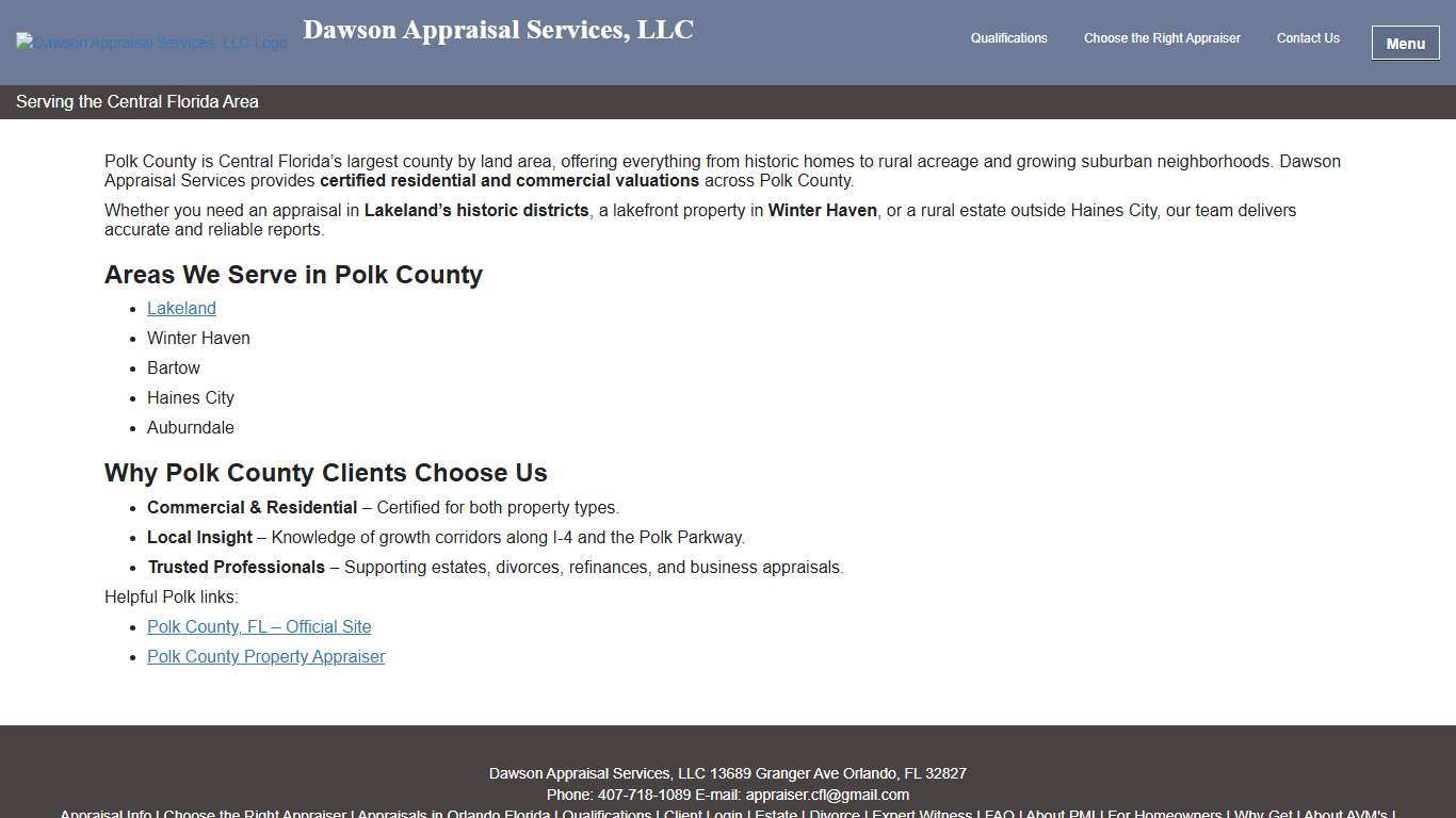 Polk County Property Appraisals – Certified Residential & Commercial Valuations Dawson Appraisal Services